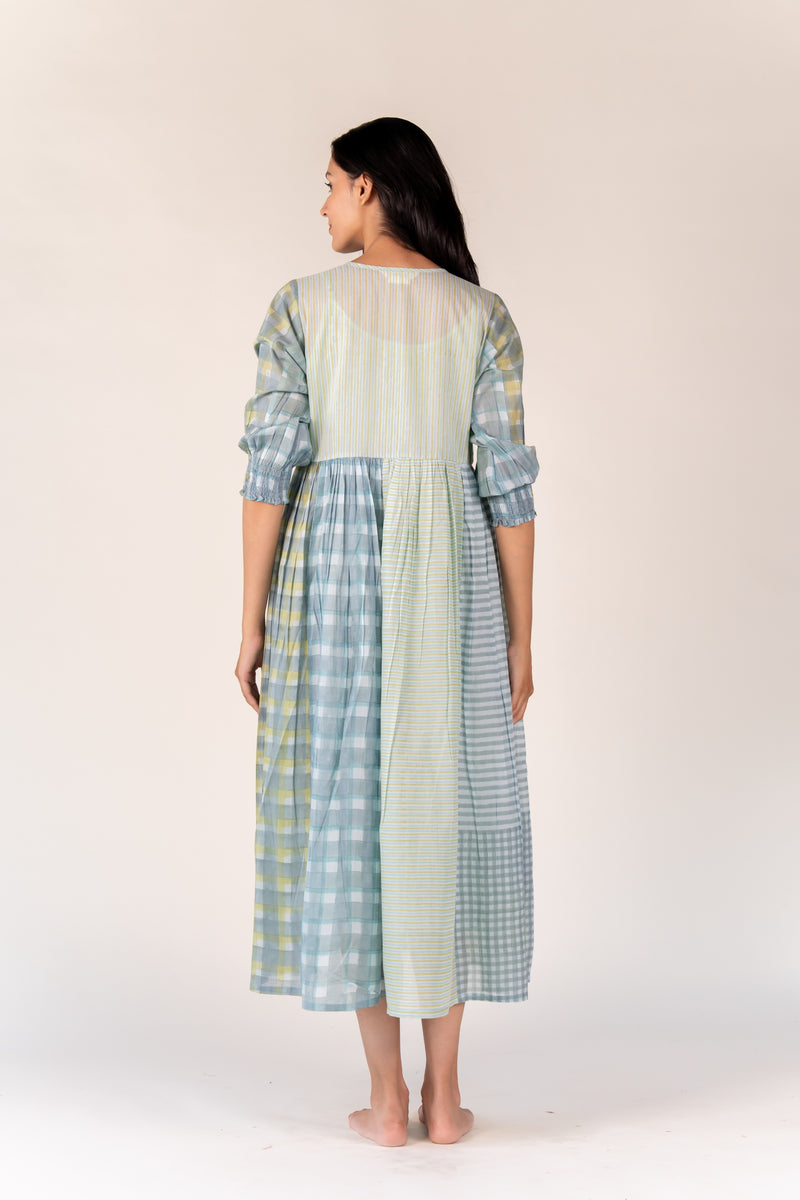 Cotton Hand Block Printed Dress - Blue