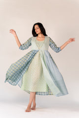 Cotton Hand Block Printed Dress - Blue