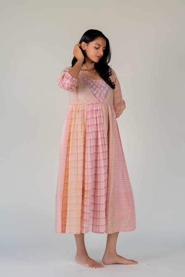 Cotton Hand Block Printed Dress - Pink