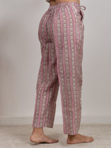 Chanderi Hand Block Printed Parallel - White