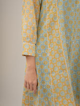 Cotton Hand Block Printed Dress- Yellow