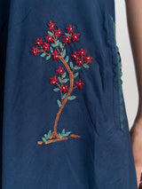 Cotton Hand Embroidered Dress - Blue