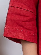Linen Hand Embroidered Tunic - Red