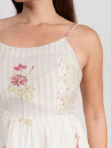 Cotton Hand Blocked Printed Dress - White