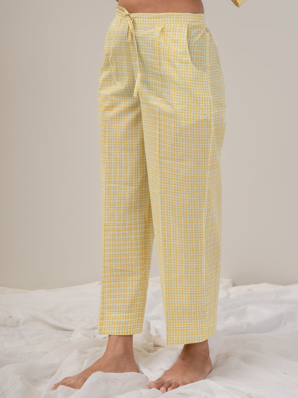 Cotton Hand Block Printed Parallel - Yellow