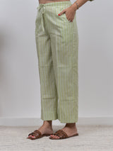 Cotton Hand Block Printed Parallel - Green