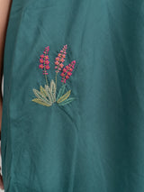 Cotton Hand Embroidered Dress - Green