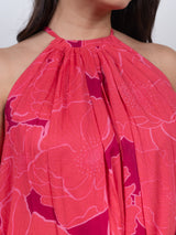 Cotton Screen Printed Dress - Pink