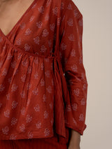Cotton Hand Block Printed Top - Rust