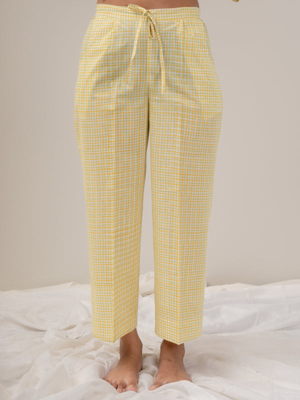 Cotton Hand Block Printed Parallel - Yellow