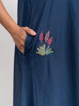 Cotton Hand Embroidered Dress - Blue