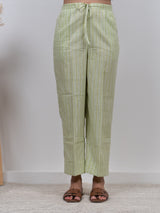 Cotton Hand Block Printed Parallel - Green
