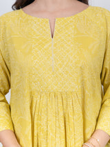 Cotton Hand Block Printed Kurta - Yellow