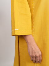 Cotton Hand Embroidery Kurta - Yellow