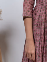 Chanderi Hand Block Printed Embroidered Kurta - Pink
