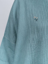 Linen Hand Embroidered Kurta - Blue