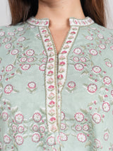 Cotton Hand Block Printed Kurta - Green