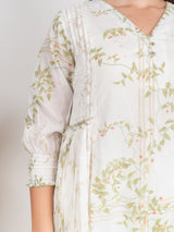 Cotton Hand Block Printed Kurta - White