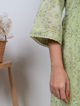 Cotton Hand Block Printed Kurta - Green