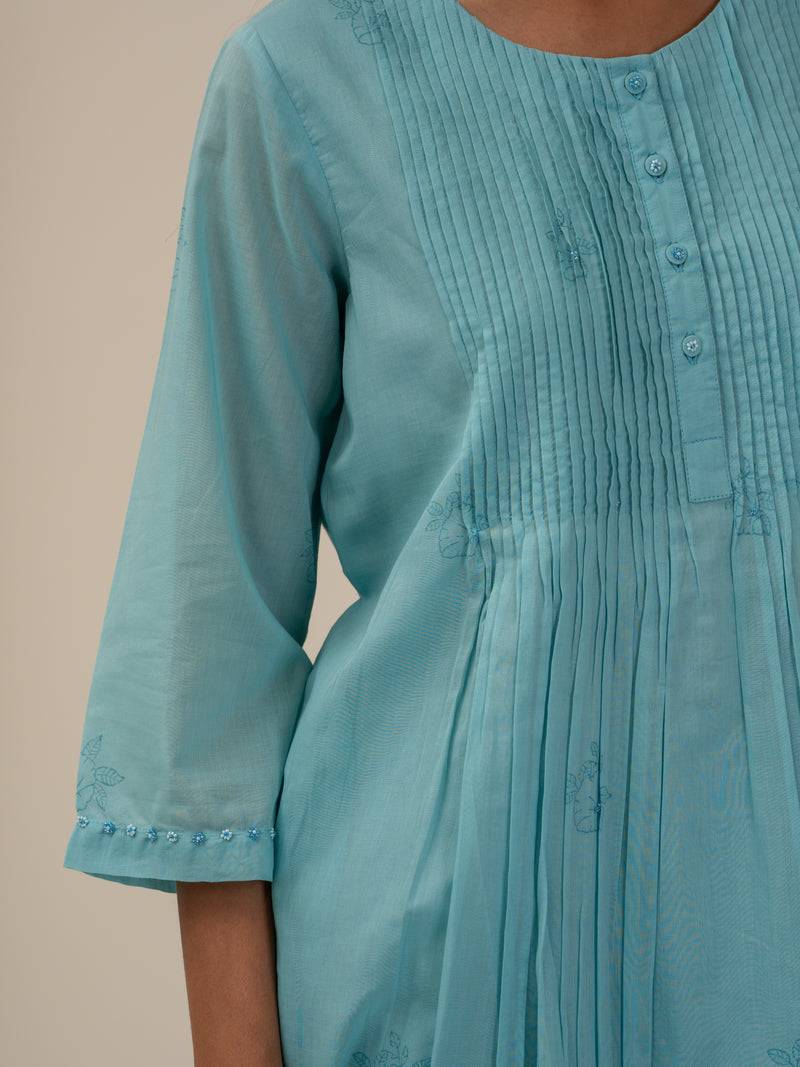 Cotton Hand Block Printed Kurta - Blue