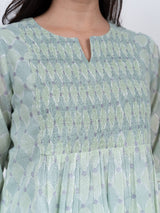 Cotton Hand Block Printed Top - Green
