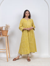 Cotton Hand Block Printed Kurta - Yellow