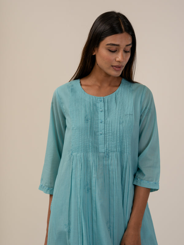 Cotton Hand Block Printed Kurta - Blue