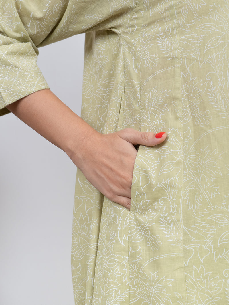 Cotton Hand Block Printed Kurta - Green