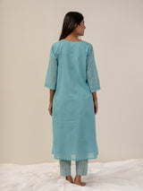 Cotton Hand Block Printed Kurta - Blue