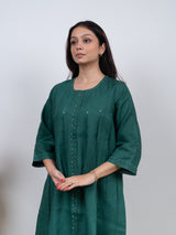 Linen Hand Embroidered Tunic - Green