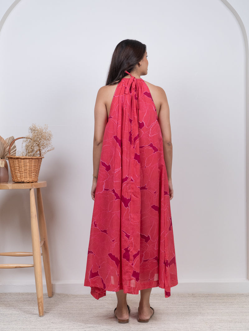 Cotton Screen Printed Dress - Pink
