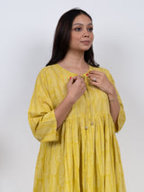 Cotton Hand Block Printed Kurta - Yellow