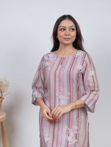 Chanderi Digital Printed kurta- Pink