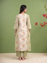 Cotton Hand Block Printed Kurta - Off White