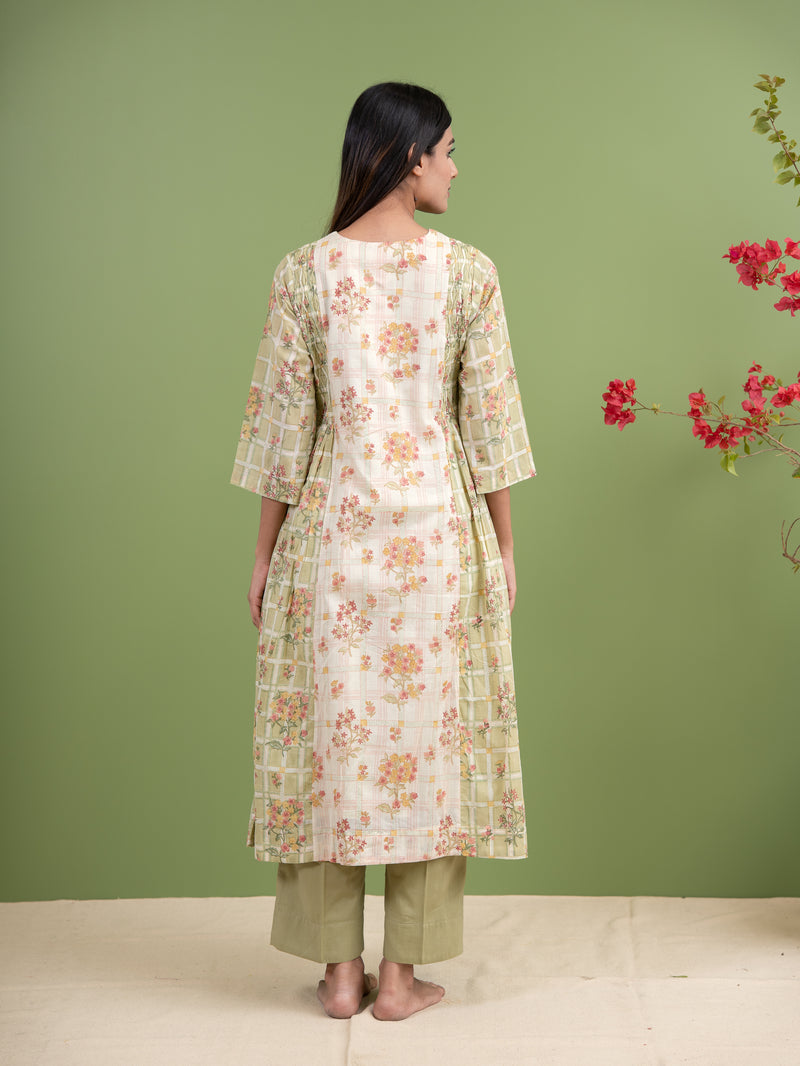 Cotton Hand Block Printed Kurta - Off White