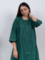 Linen Hand Embroidered Tunic - Green