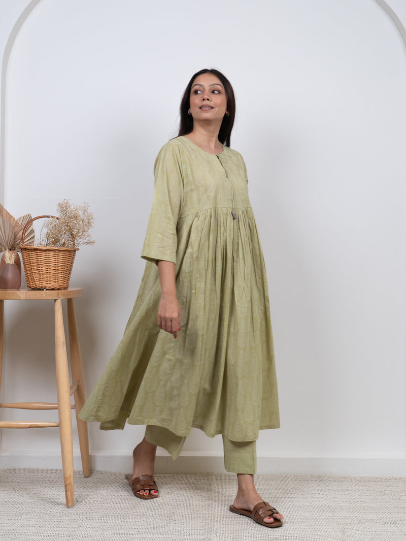 Cotton Hand Block Printed Kurta - Green