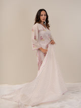 Chanderi Hand Block Printed Dupatta - White