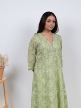 Cotton Hand Block Printed Kurta - Green