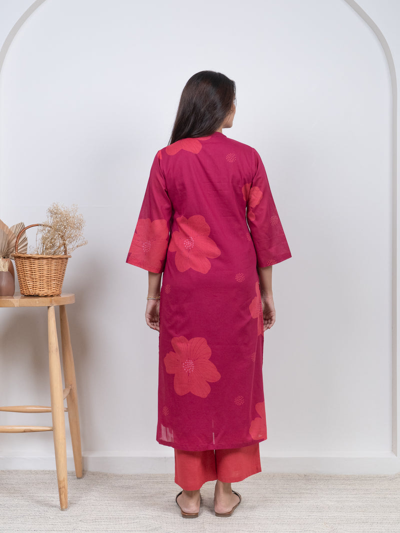Cotton Screen Printed Kurta - Pink