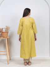 Cotton Hand Block Printed Kurta - Yellow