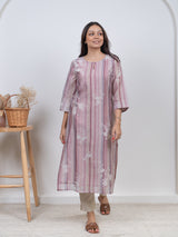 Chanderi Digital Printed kurta- Pink