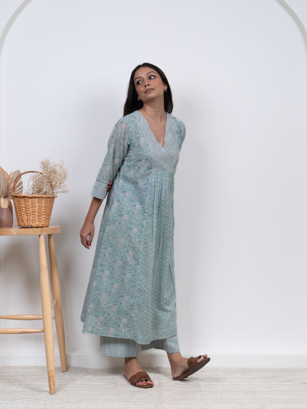 Cotton Hand Block Printed Kurta - Green