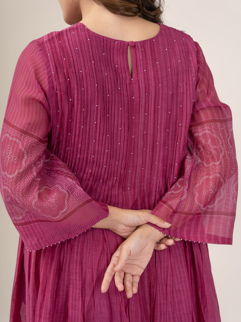 Cotton Hand Block Printed Dress- Pink