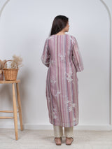 Chanderi Digital Printed kurta- Pink