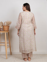 Chanderi Hand Block Printed Kurta- White