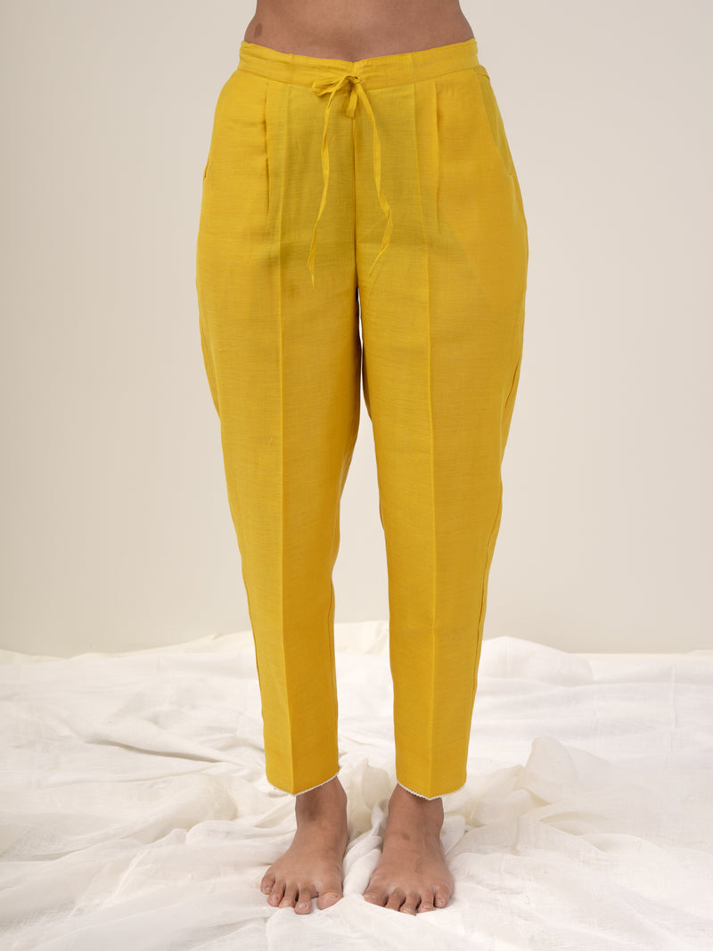 Chanderi Narrow Pant - Yellow