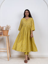 Cotton Hand Block Printed Kurta - Yellow