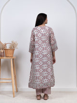 Chanderi Hand Block Printed Kurta- White