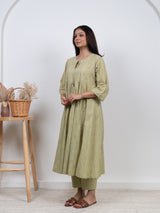 Cotton Hand Block Printed Kurta - Green